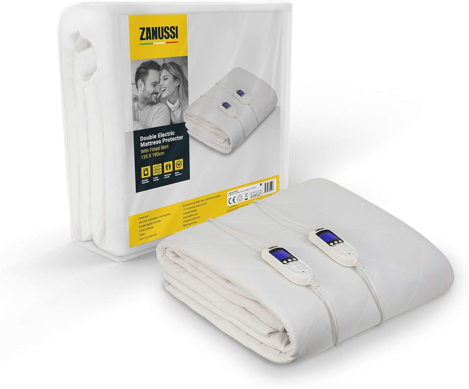 Electric Heated Underblanket Double 9 Heat Low Energy Washable 135x190cm