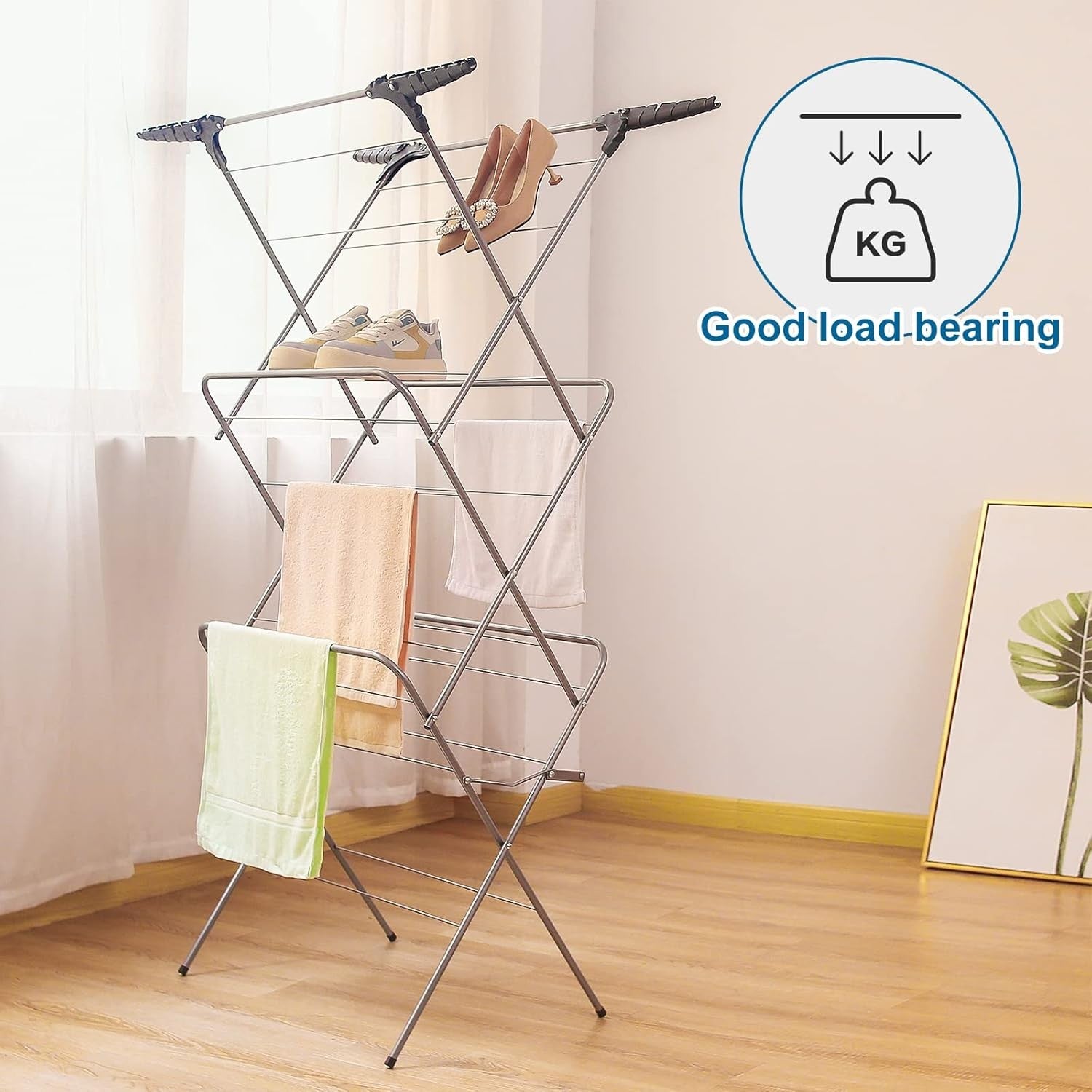 20m Clothes Airer 3 Tier Folding Laundry Drying Rack Space Saving Indoor Outdoor