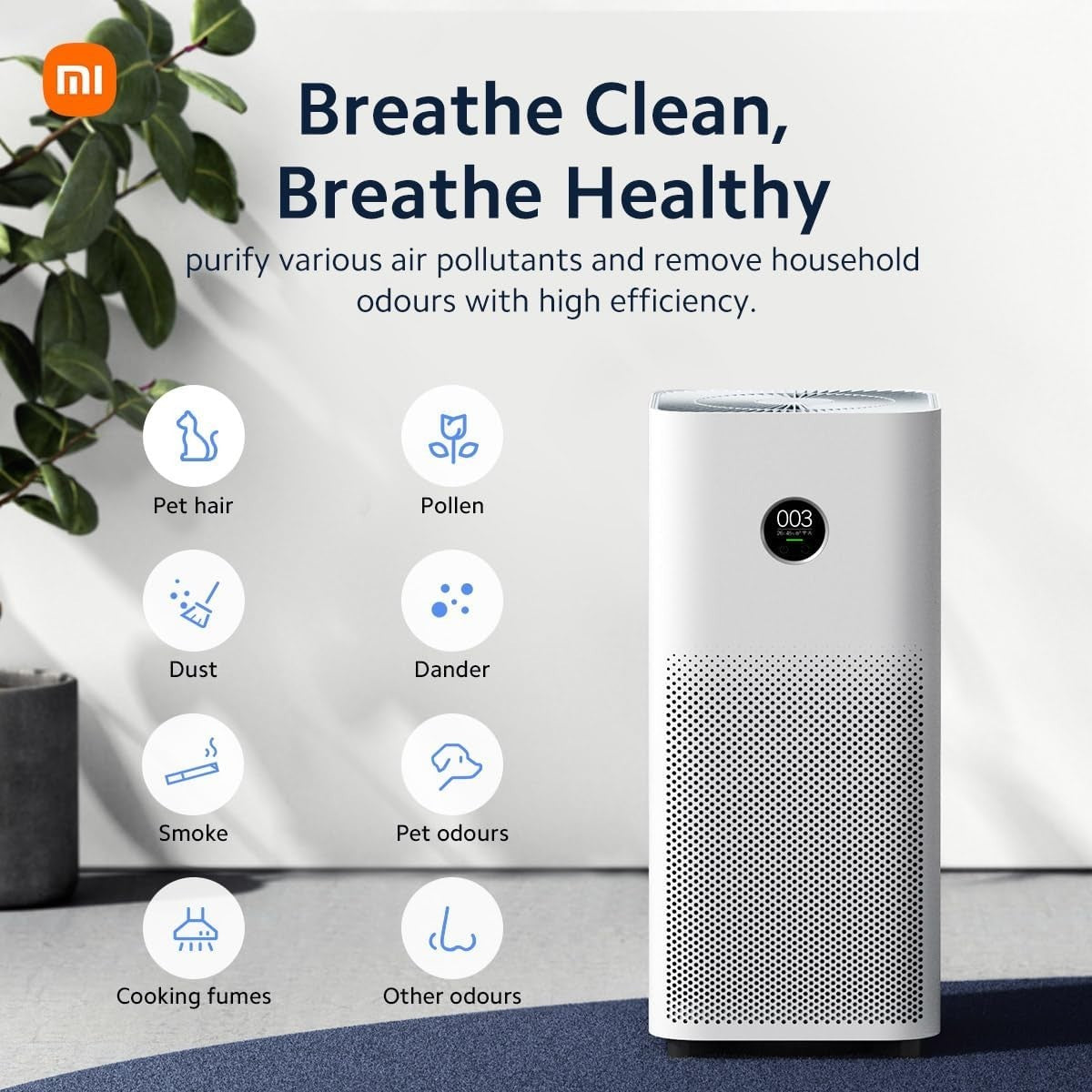 Smart Air Purifier Large Room HEPA Carbon Ionizer OLED Quiet 60m²