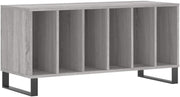 Grey LP Vinyl Record Cabinet w/ Iron Legs – 3-Tier Wood Storage Unit
