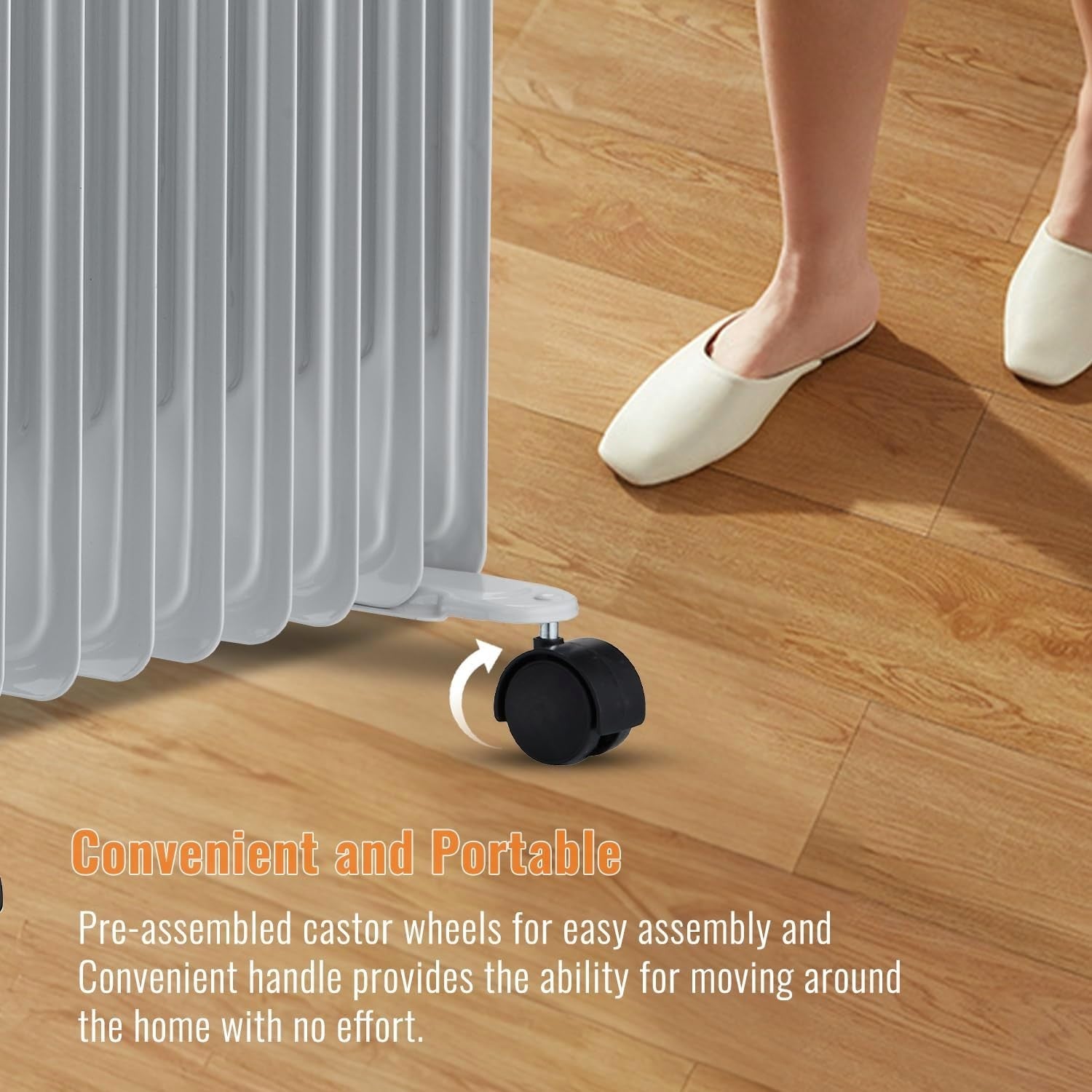 Oil Filled Radiator Heater 2500W 11 Fin Portable Electric Heater Timer