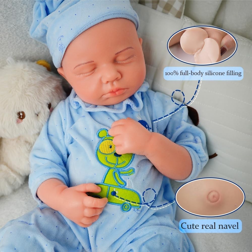 18” Realistic Silicone Newborn Doll Full Body Poseable Girl Gift