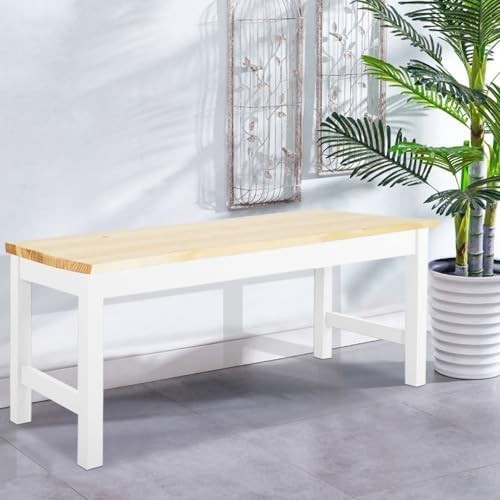 Set of 2 Wooden Dining Benches Indoor Natural Pine Kitchen Table Seating