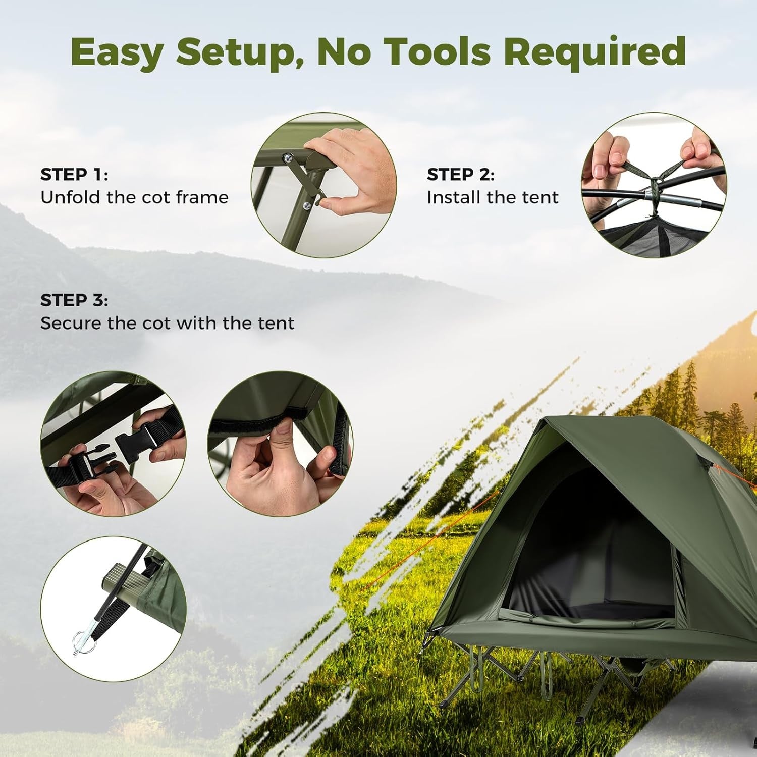 2 Person Elevated Camping Tent Cot Waterproof Foldable Bed