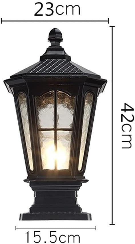 Outdoor Post Lantern Light, IP65 Waterproof Black Garden Pillar Lamp E27