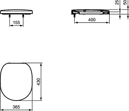 Elongated Toilet Seat White Plastic Standard Close for Concept Freedom