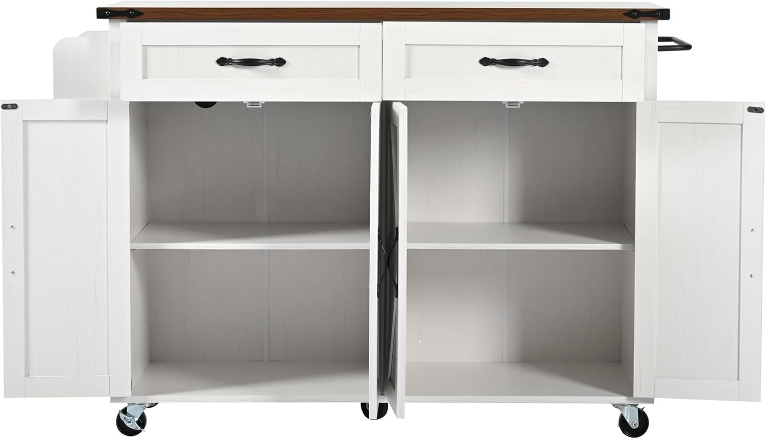 Rolling Kitchen Island Cabinet on Wheels 2 Drawers Storage Trolley Shelf