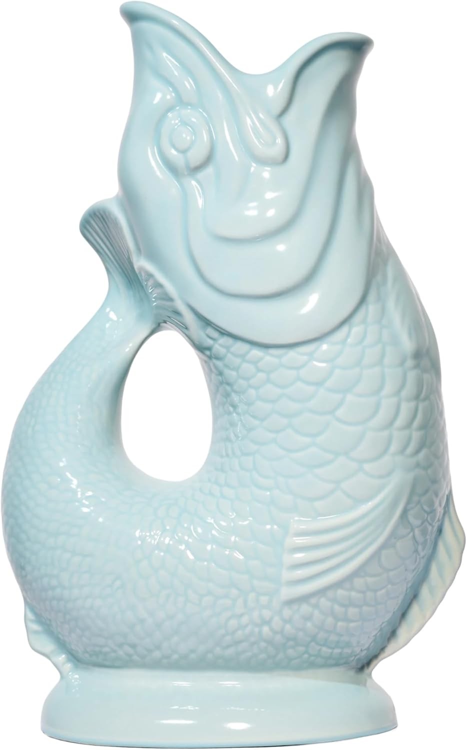 1.4L Eau de Nil Gluggle Jug XL – Ceramic Fish Pitcher Water & Cocktail Decanter