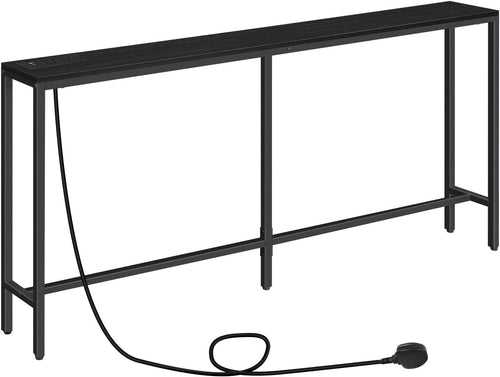 Power Outlet Sofa Table with USB Ports, 160 cm Narrow Console Table