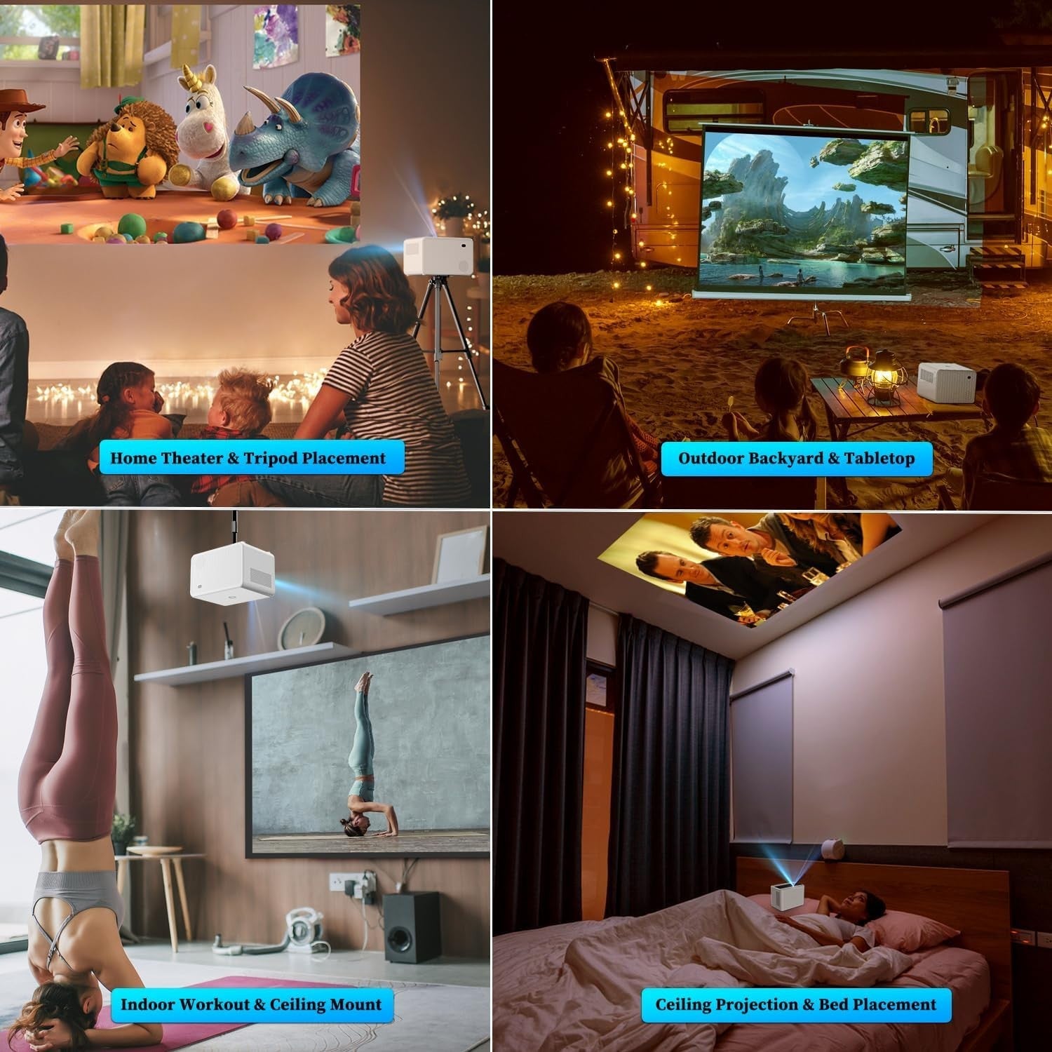 1080P WiFi Bluetooth Projector Portable Home Cinema HDMI Remote 5G