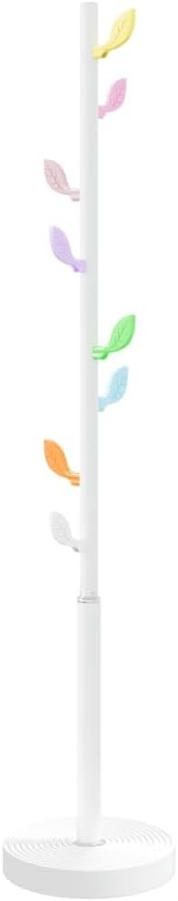 Modern White Metal Coat Rack Stand | Freestanding Hall Tree with Cement Base 172