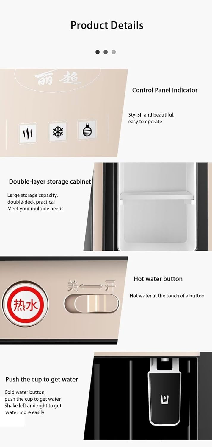 Freestanding Water Dispenser Hot Cold Floor Standing Glass Panel