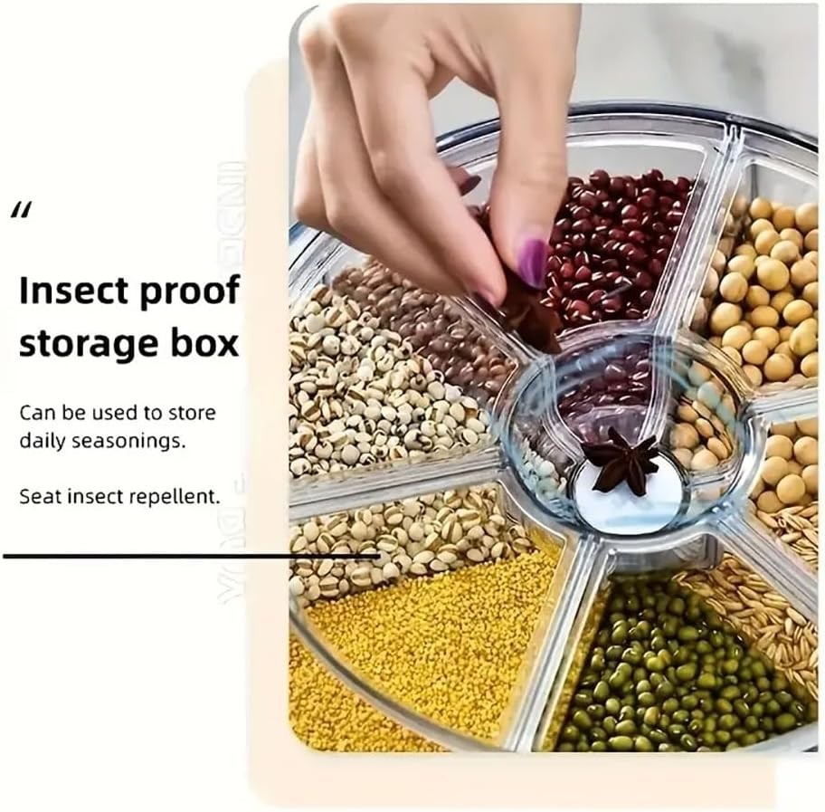 6 Compartment Rotating Grain Storage Container 360° Dispenser
