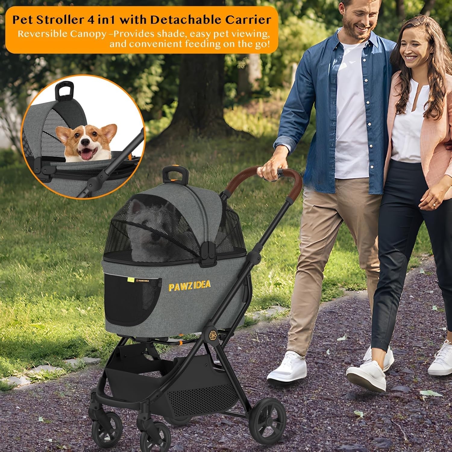 4 in 1 Pet Stroller Dog Cat Pushchair Detachable Carrier Jogger