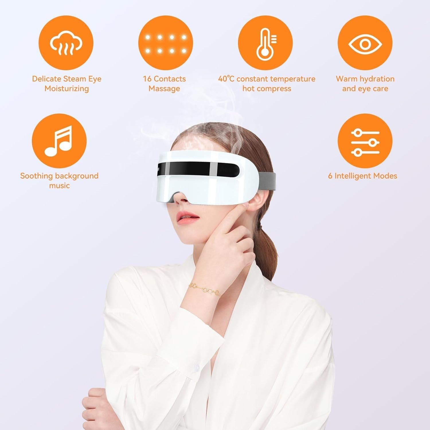 Steam Heated Eye Massager Bluetooth Dry Eyes Migraine Relief