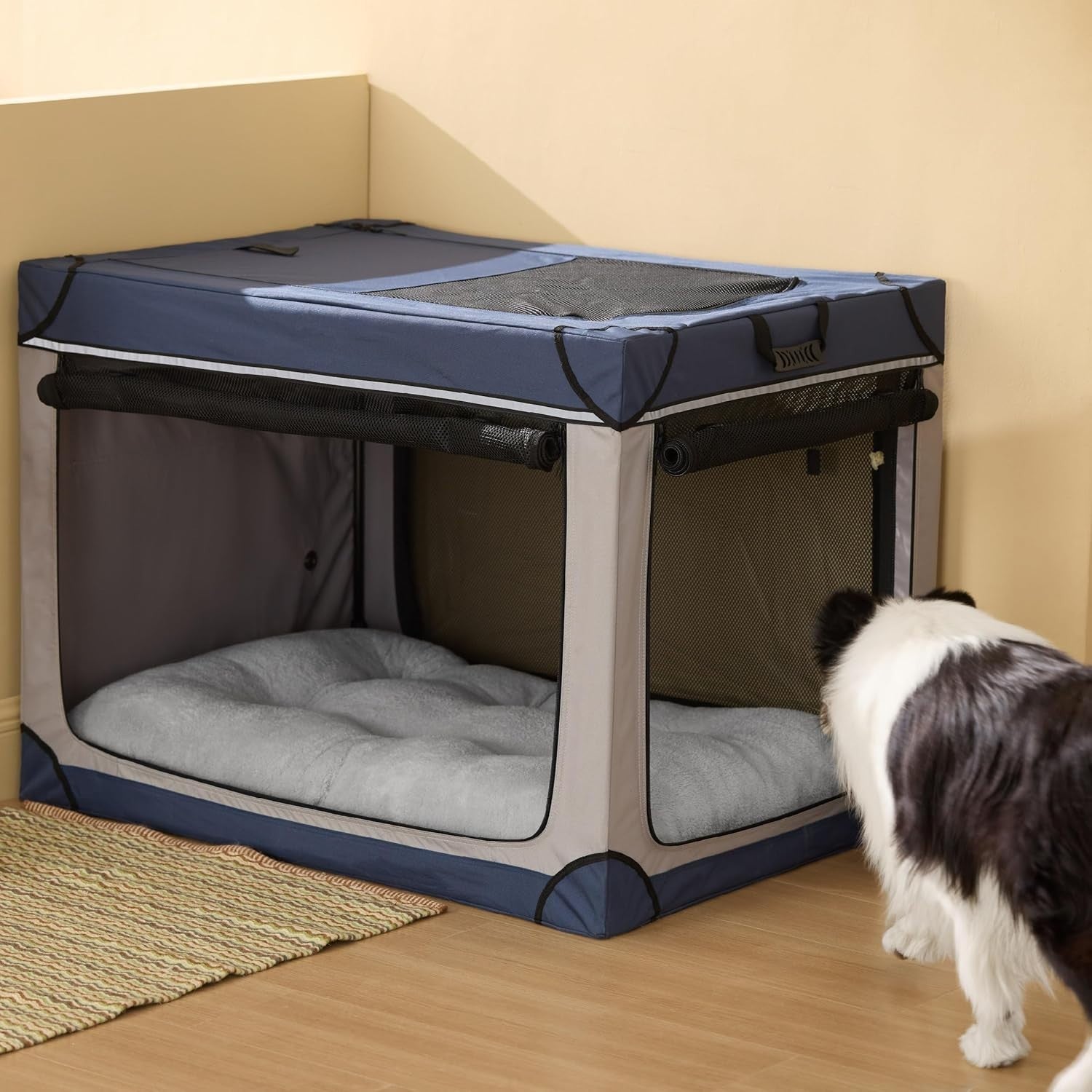 XL Dog Crate Bed 104x69cm Washable Calming Mattress Light Grey