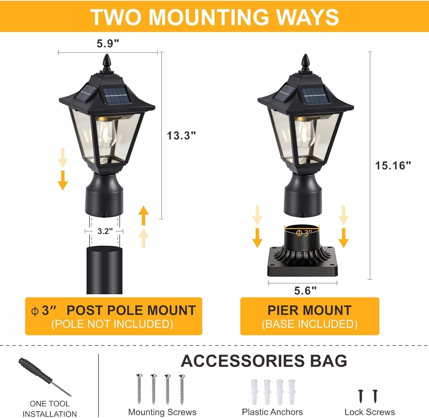 2 Pack Solar Post Lights Motion Sensor Outdoor Waterproof Garden Yard Lanterns