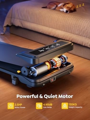 9% Incline Folding Treadmill 2.5HP LED Display Bluetooth Under Desk Home Gym