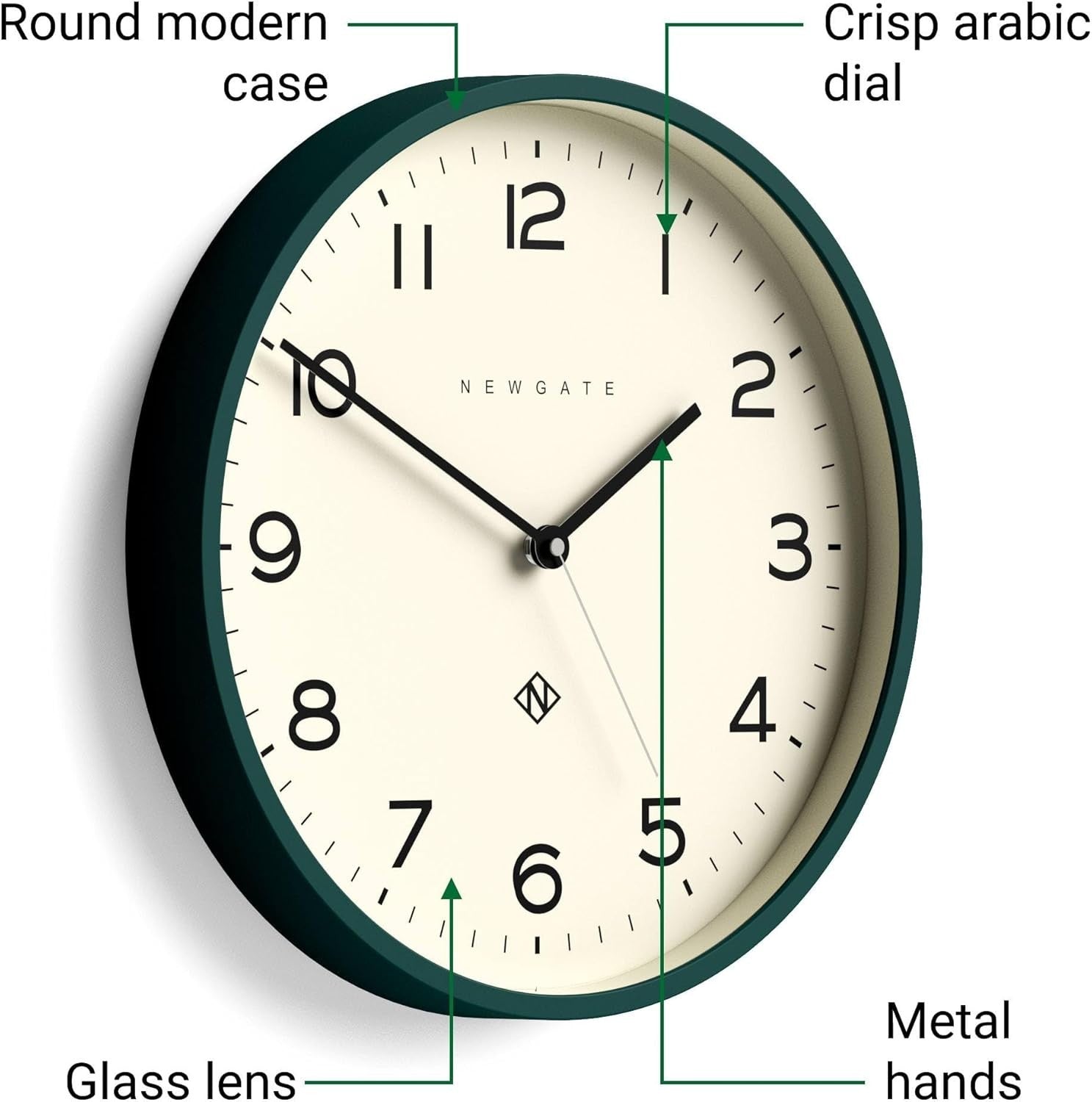 Modern Large Round Wall Clock 37cm | Quiet Battery Operated | Kitchen Office