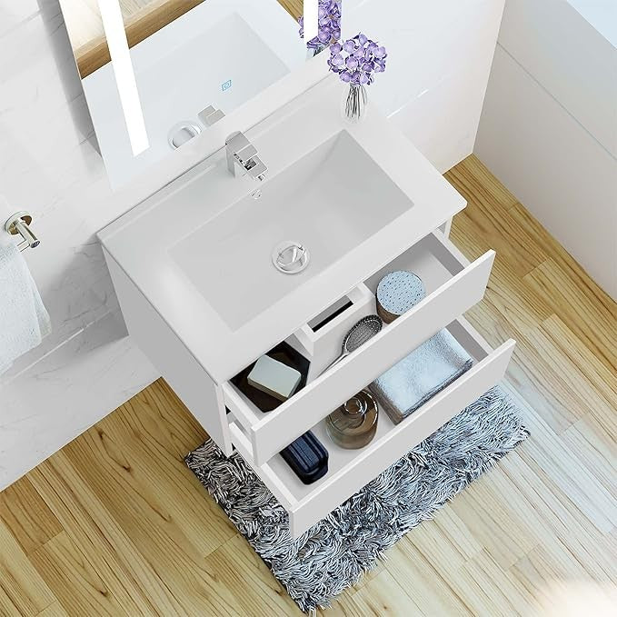600mm White Wall Hung Bathroom Vanity Unit with Basin Sink