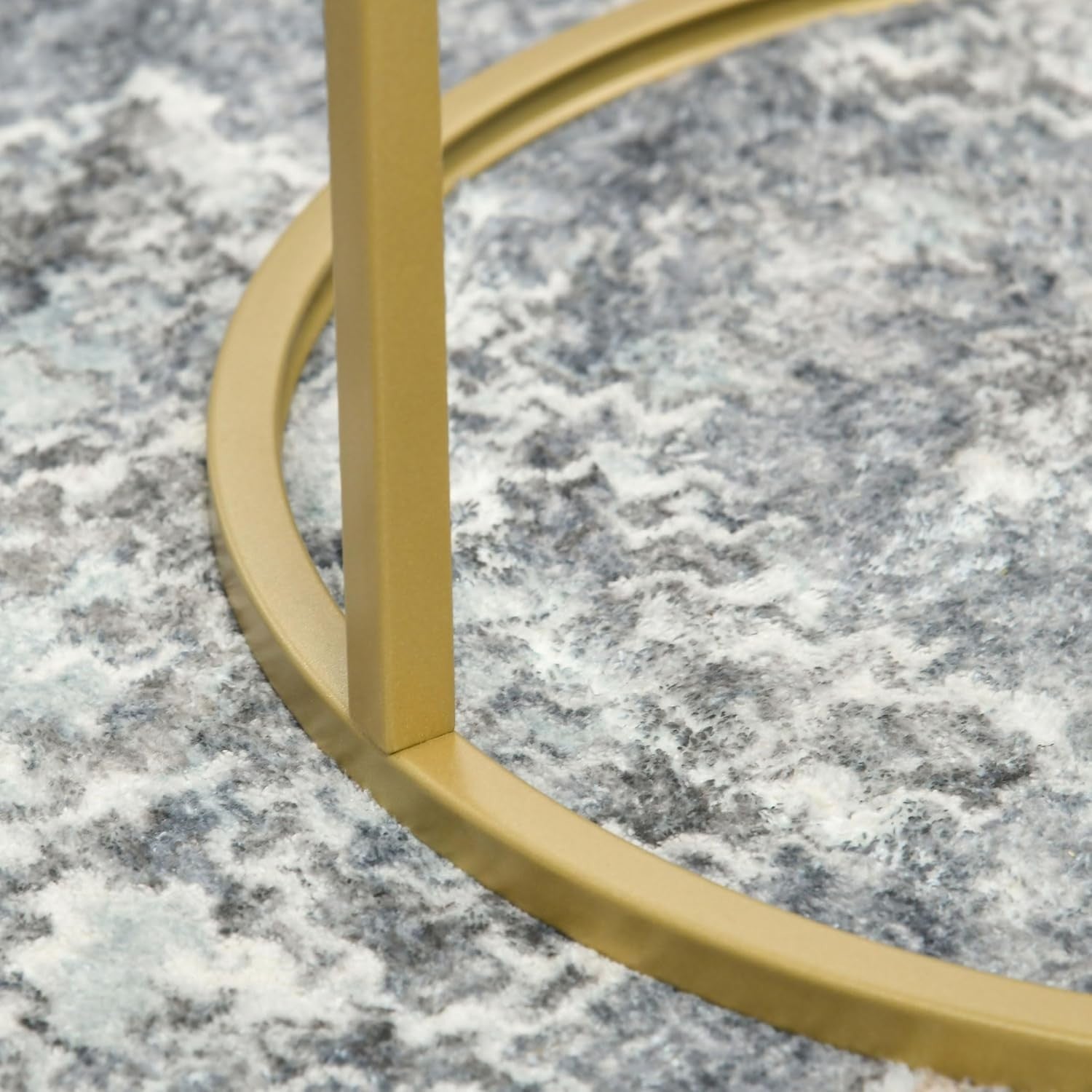 Gold Nesting Side Table Set 2 Round Metal Frame Tray Coffee End Tables Modern