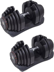 Quick Dial Adjustable Dumbbells Pair 24kg or 40kg Space Saving Home Gym