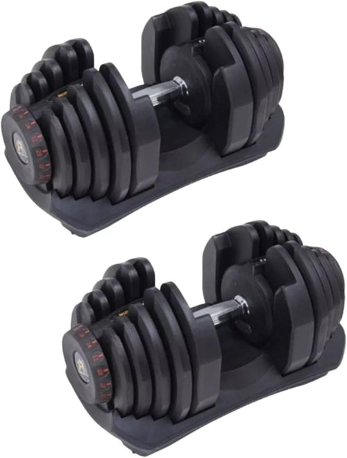 Quick Dial Adjustable Dumbbells Pair 24kg or 40kg Space Saving Home Gym