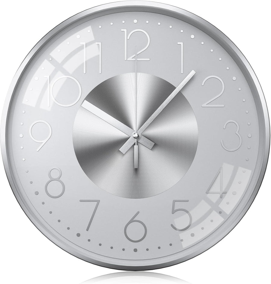 Modern Silent Wall Clock 30cm Large Number Metal Design Home Office Kitchen Deco