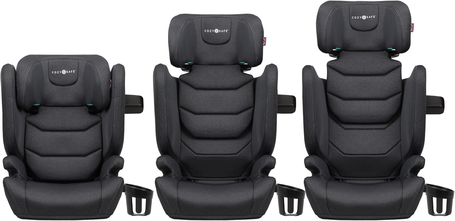 ISOFIX High Back Booster Car Seat i-Size 100–150cm Cupholder Slate