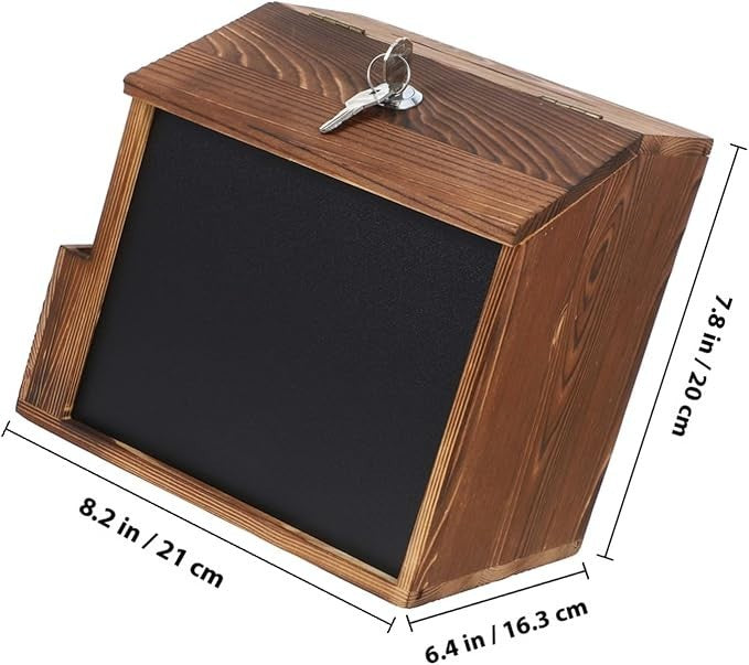 Lockable Wall Mount Suggestion Box w/ Blackboard – Secure Donation & Voting Jar