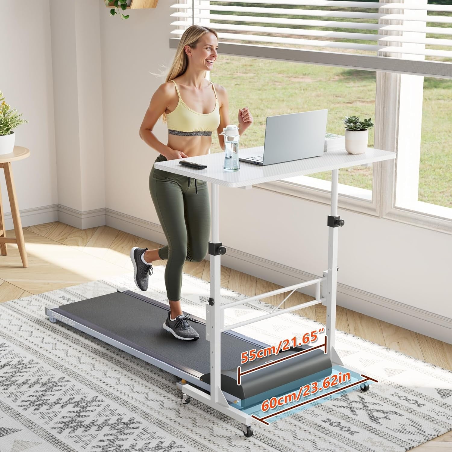 Height Adjustable Standing Desk on Wheels 80x40cm Small Home Office Table
