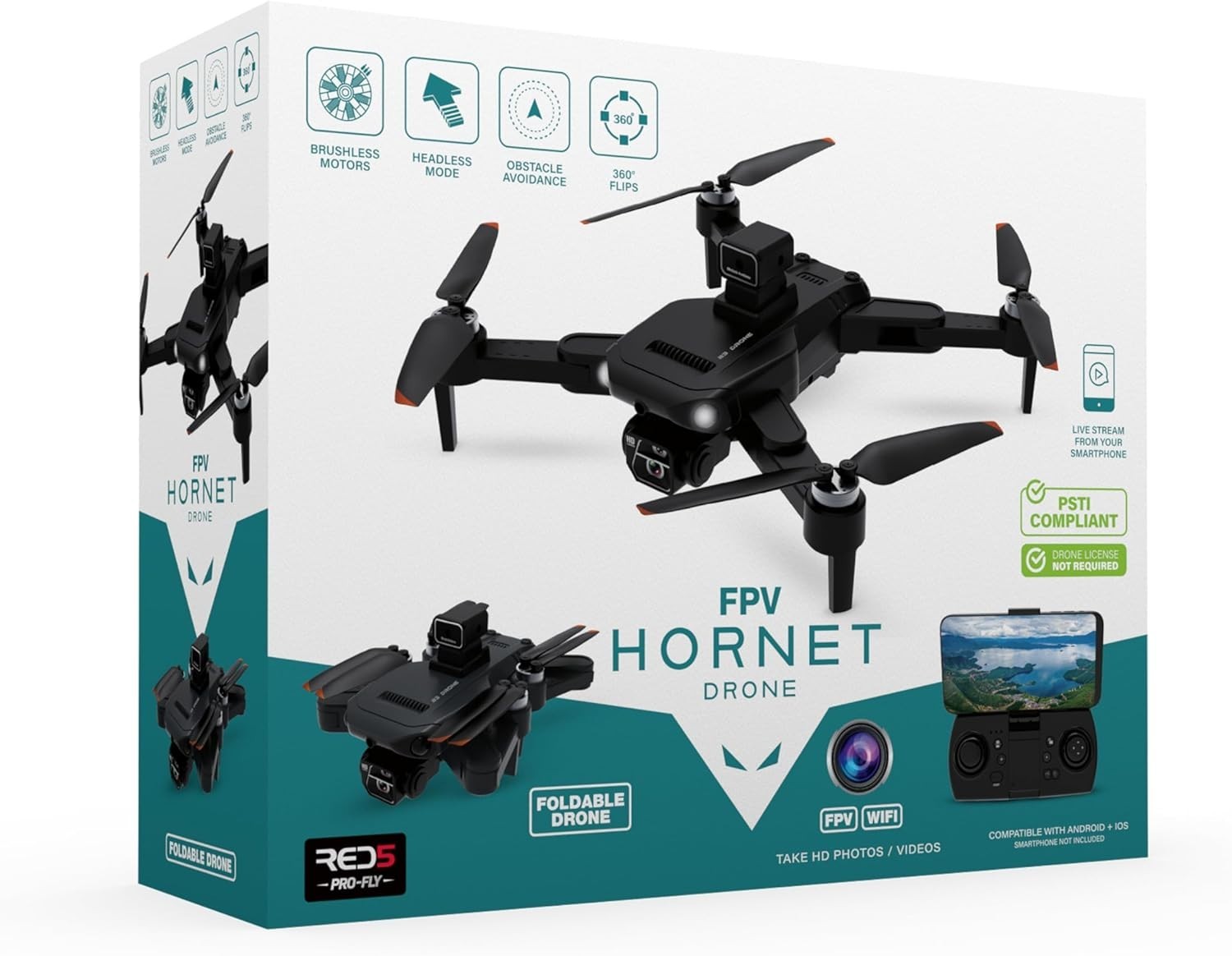 Foldable 1080P FPV Drone with Wi-Fi Camera, Obstacle Sensor & 360° Flip