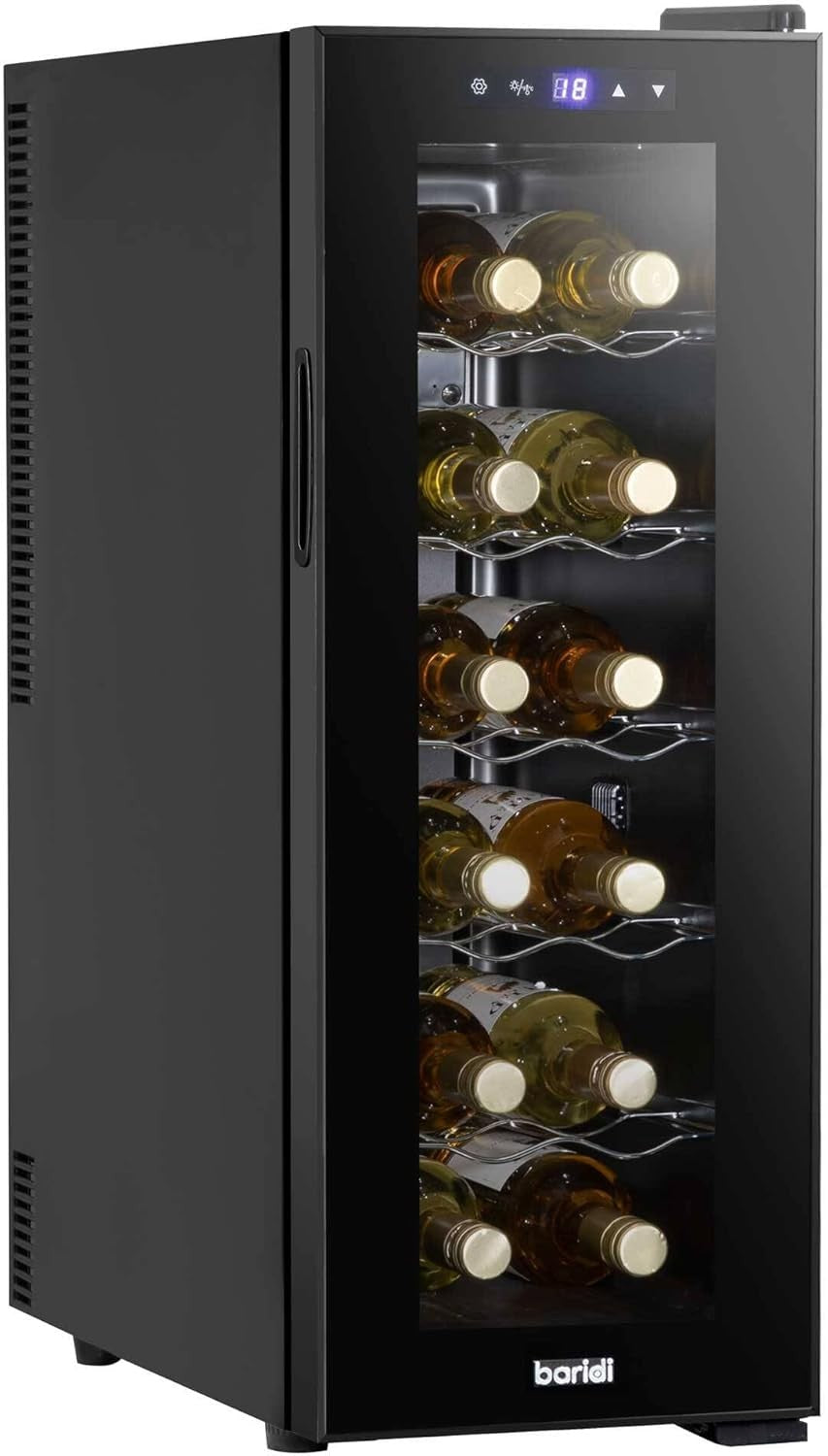 12 Bottle Wine Cooler Fridge Digital Touch Control Ultra Quiet Freestanding