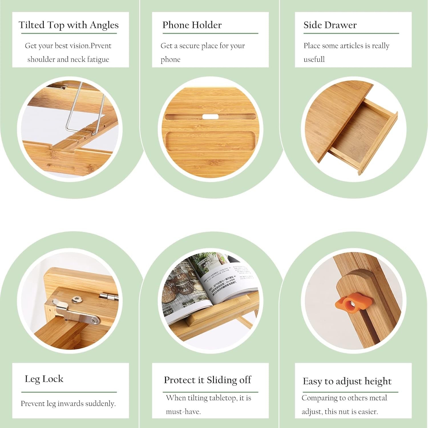Large Bamboo Bed Laptop Table Tilting Desk Foldable Breakfast Tray
