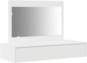 White Modern Dressing Table Makeup Vanity Desk w/ Mirror Compact MDF Wood