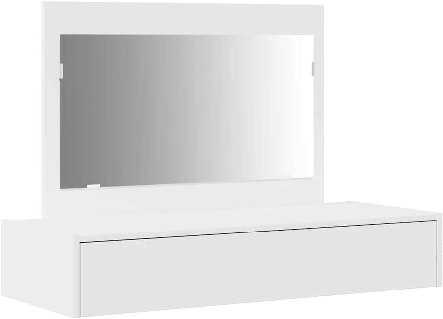 White Modern Dressing Table Makeup Vanity Desk w/ Mirror Compact MDF Wood