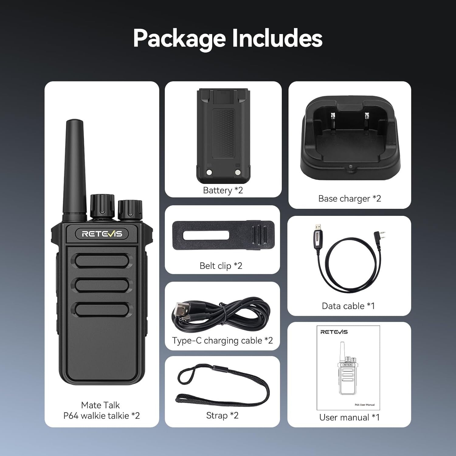 Digital PMR446 Walkie Talkies 2 Pack Long Range VOX Group Call Radio