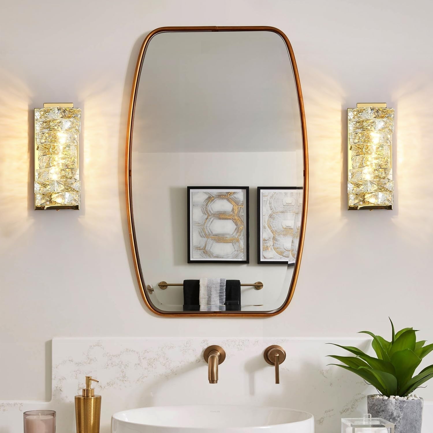Gold Crystal Wall Light LED Sconce | Luxury Hallway Bedroom Fixture