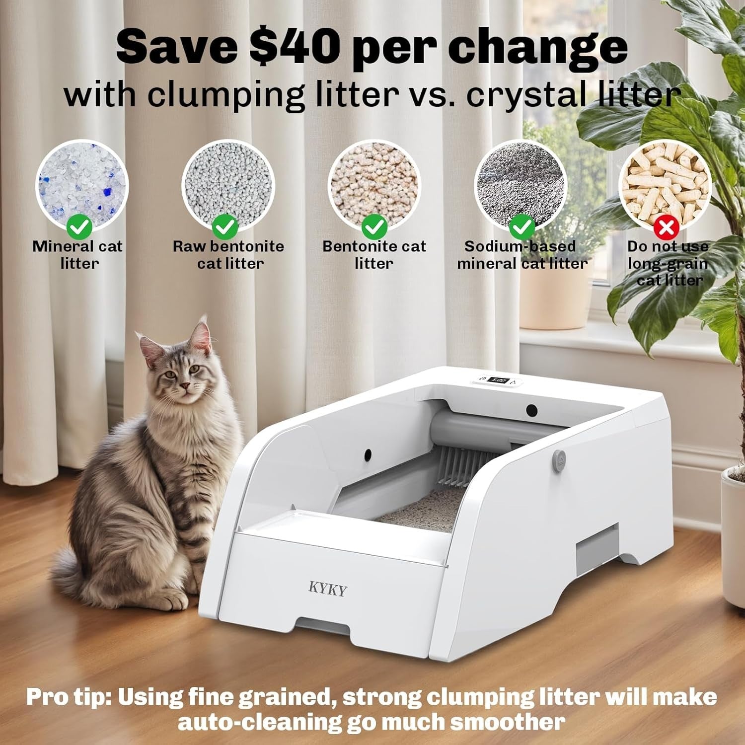 Self Cleaning Cat Litter Box App Control Anti Pinch Odor Free XL