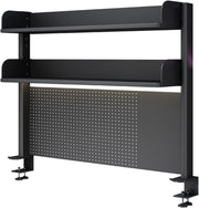 Clamp-On Desk Organizer Shelf 2-Tier Pegboard Workstation Monitor Rack 80cm