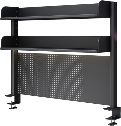 Clamp-On Desk Organizer Shelf 2-Tier Pegboard Workstation Monitor Rack 80cm