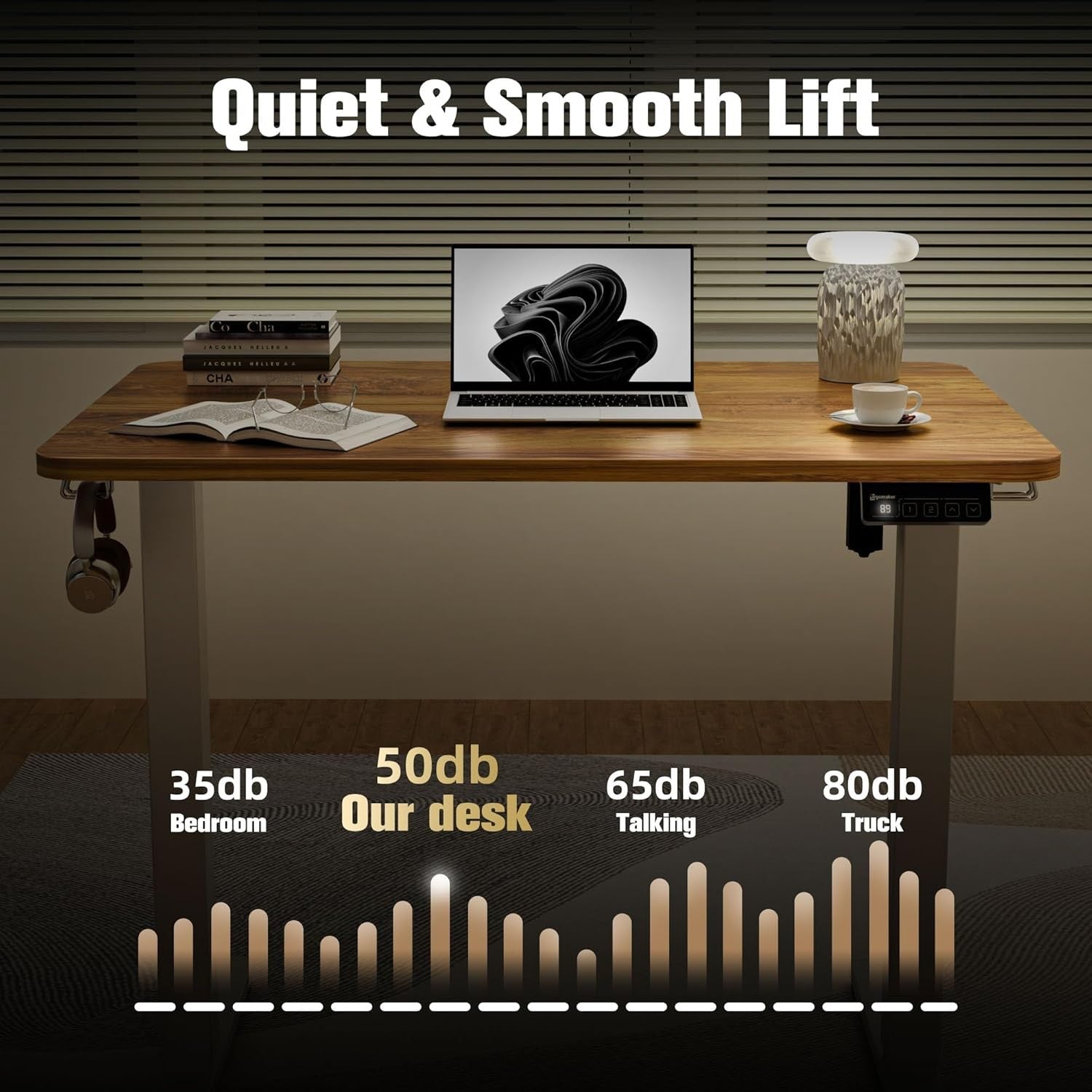 Electric Standing Desk Height Adjustable Sit Stand Home Table 90x60cm