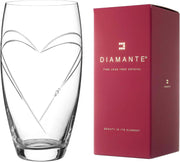 Crystal Heart Barrel Flower Vase Hand Cut Glass 26cm Luxury Home Decor