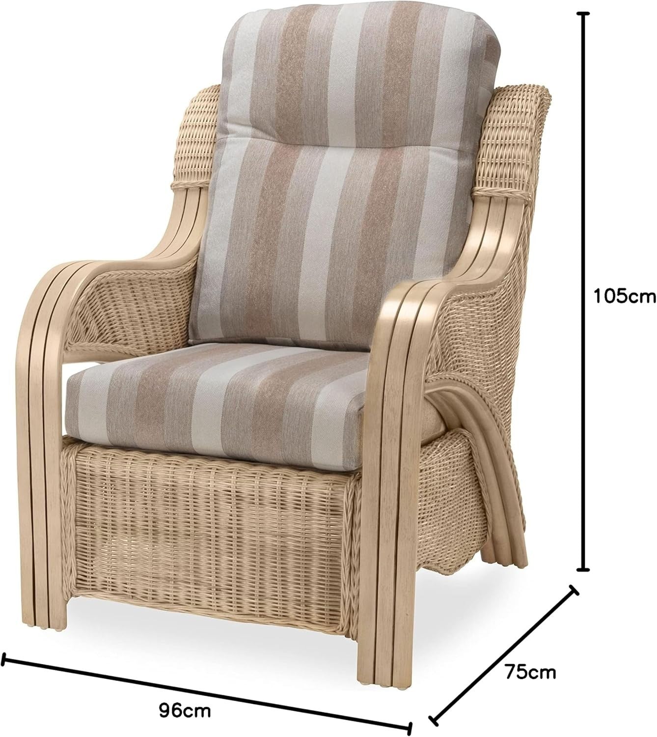 Luxury Rattan Conservatory Armchair Indoor Cane Wicker Chair Cushioned