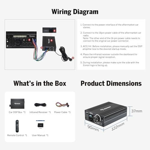 4CH DSP A303 Digital Amplifier EQ Mode Car Stereo Power Plug 12V