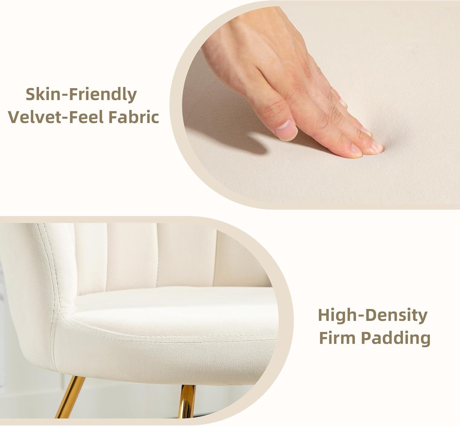 Cream Velvet Tufted Armchair Lotus Backrest Tub Chair Gold Legs