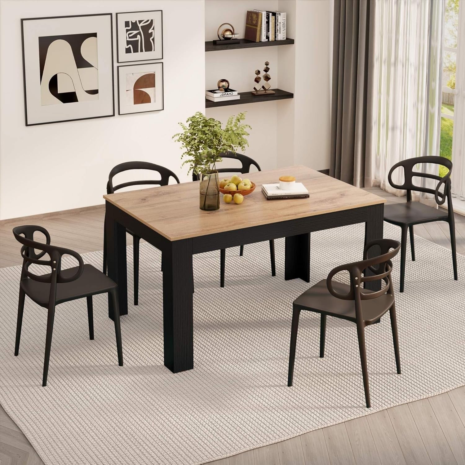 Modern Rustic Oak Dining Table – Extendable 140-220cm Space-Saving Wood
