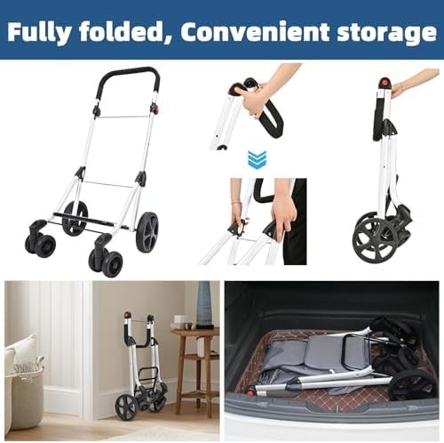 6-Wheel Folding Shopping Cart Trolley 45L Aluminium Insulated Bag Blue