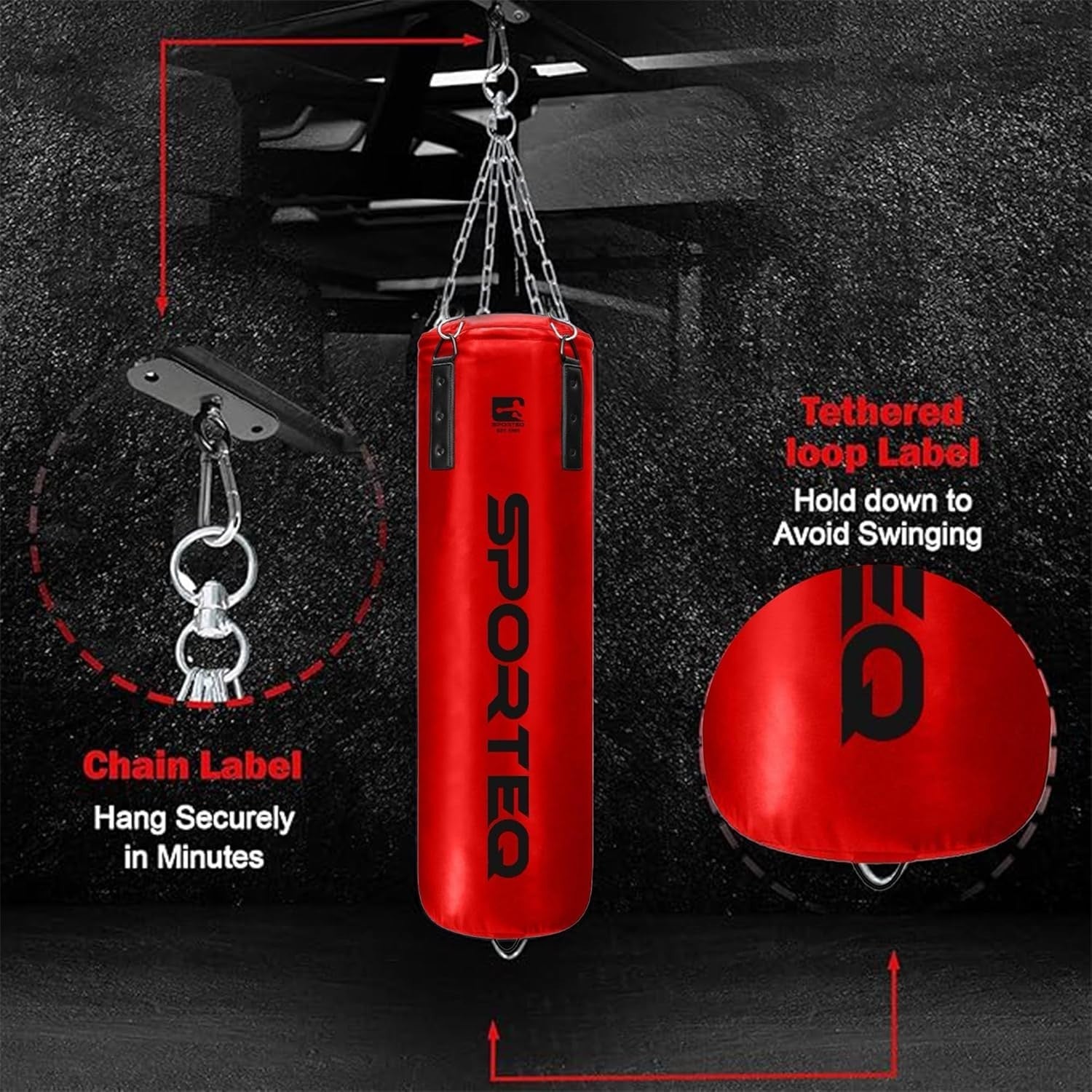 Heavy Filled Boxing Punch Bag 4FT 25kg Leather Kickboxing MMA Training
