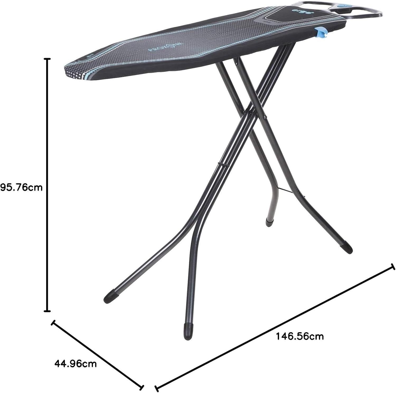 Ergonomic Ironing Board 122x38cm Adjustable Height Prozone Steam